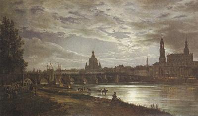 Johan Christian Dahl View of Dresden in Full Moonlight (mk22) oil painting image